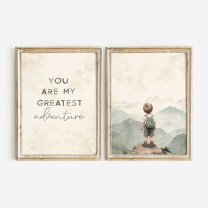 Inspirational Boy Adventure Quote Art, Mountain View Nursery Decor - WildfieldPrints