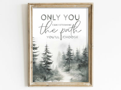 Inspirational Quote Wall Art, Motivational Nature Print, Vintage Forest Decor - WildfieldPrints
