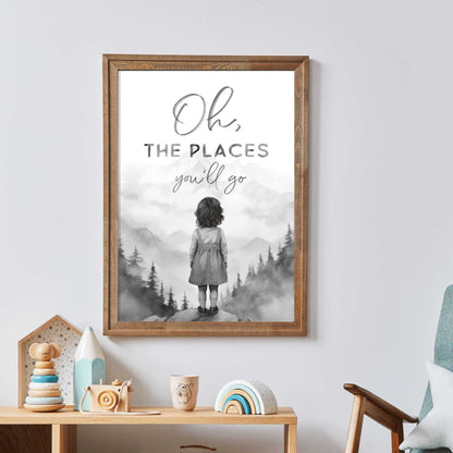 Inspiring Nursery Art, Oh The Places You'll Go, Girl's Room Decor - WildfieldPrints