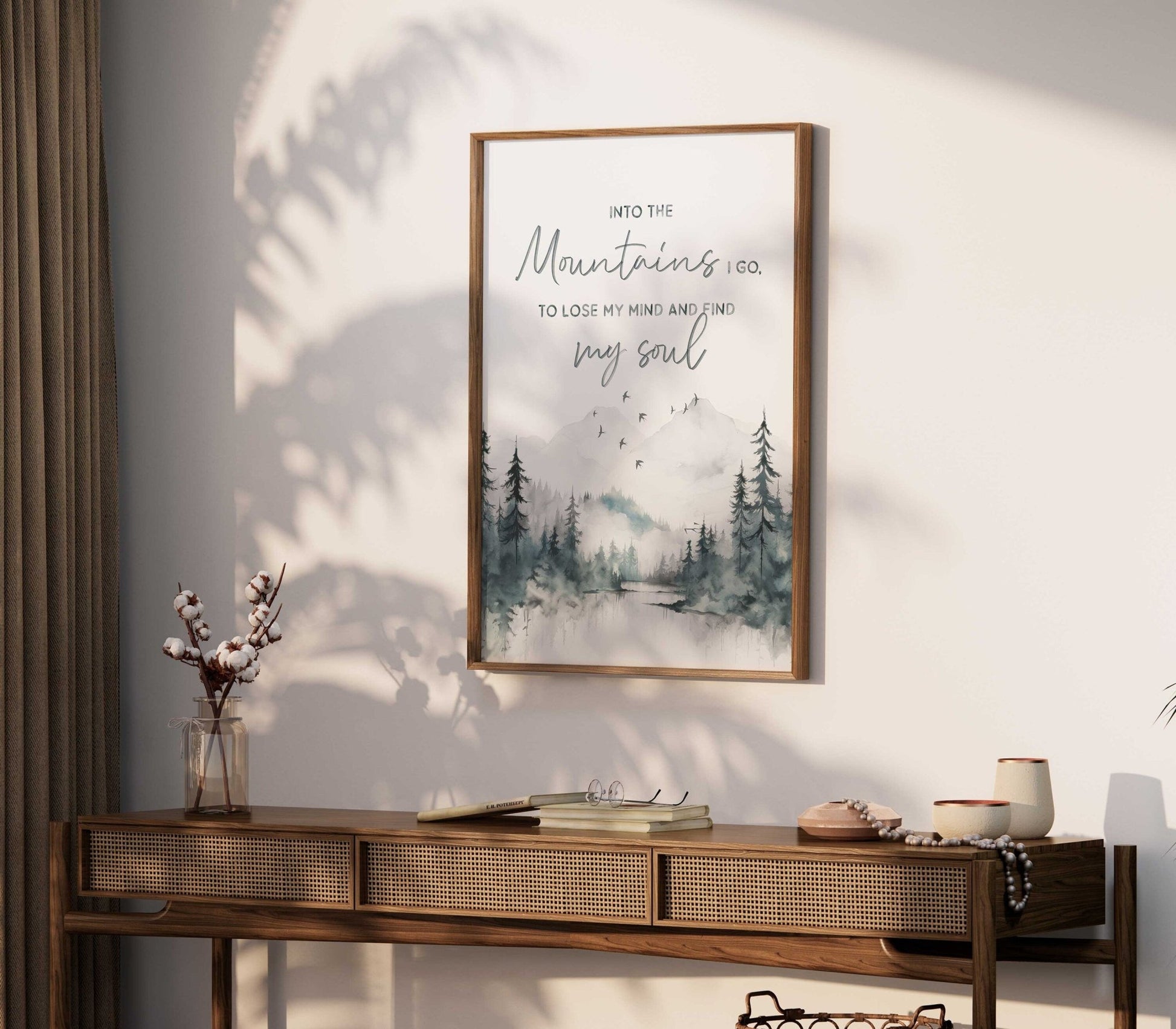 Into the Mountains Wall Art, Adventure & Hiking Quote Print, Nature Decor - WildfieldPrints