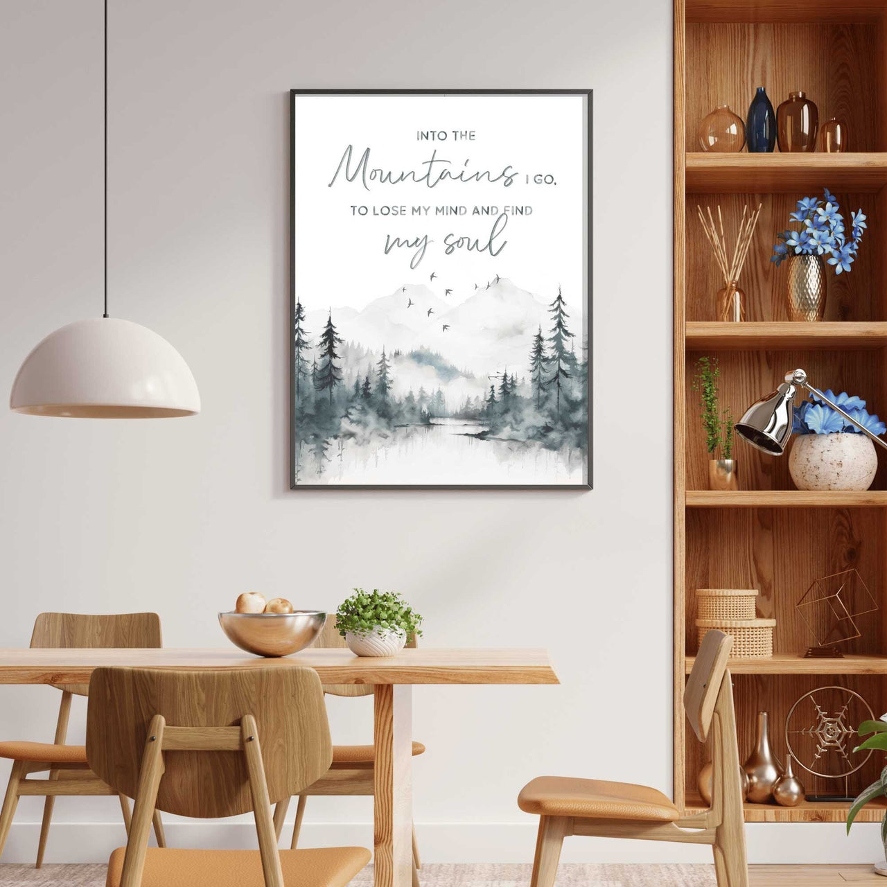 Mountain Quote Wall Art – Nature Adventure Print for Kids Room