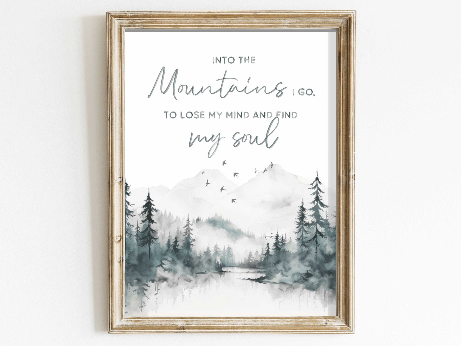 Into the Mountains Wall Art, Adventure & Hiking Quote Print, Nature Decor - WildfieldPrints