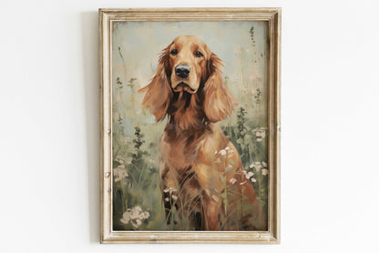 Irish Setter Art Print, Vintage Dog Decor, Portrait for Dog Lovers - WildfieldPrints