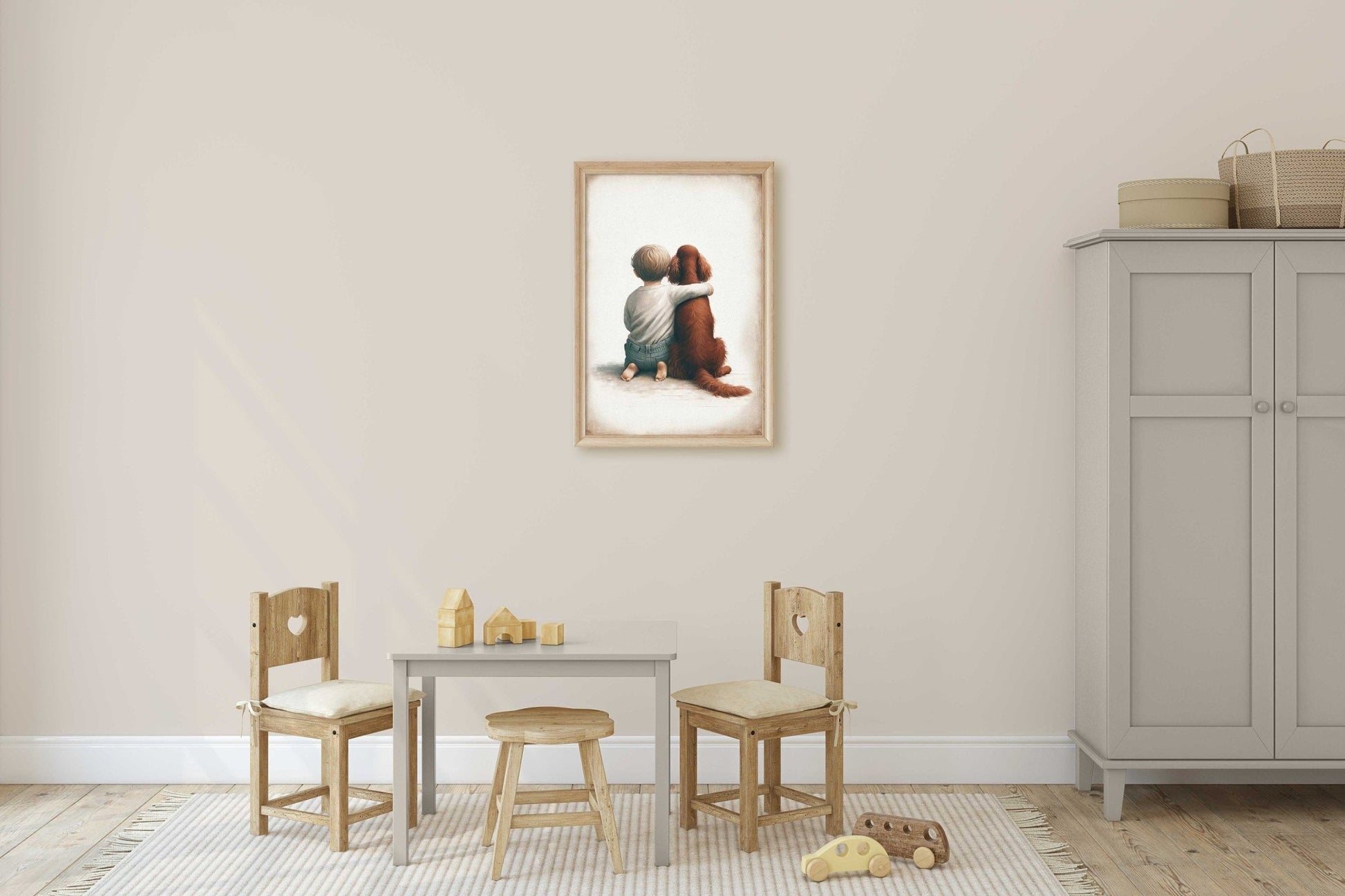 Irish Setter Nursery Art, Boy and Dog Wall Decor, Animal Print - WildfieldPrints