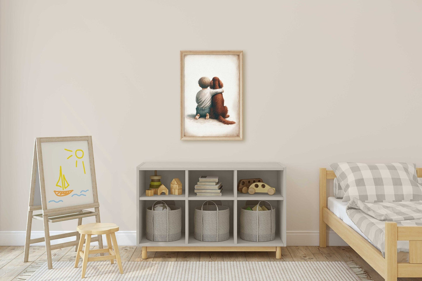 Irish Setter Nursery Art, Boy and Dog Wall Decor, Animal Print - WildfieldPrints
