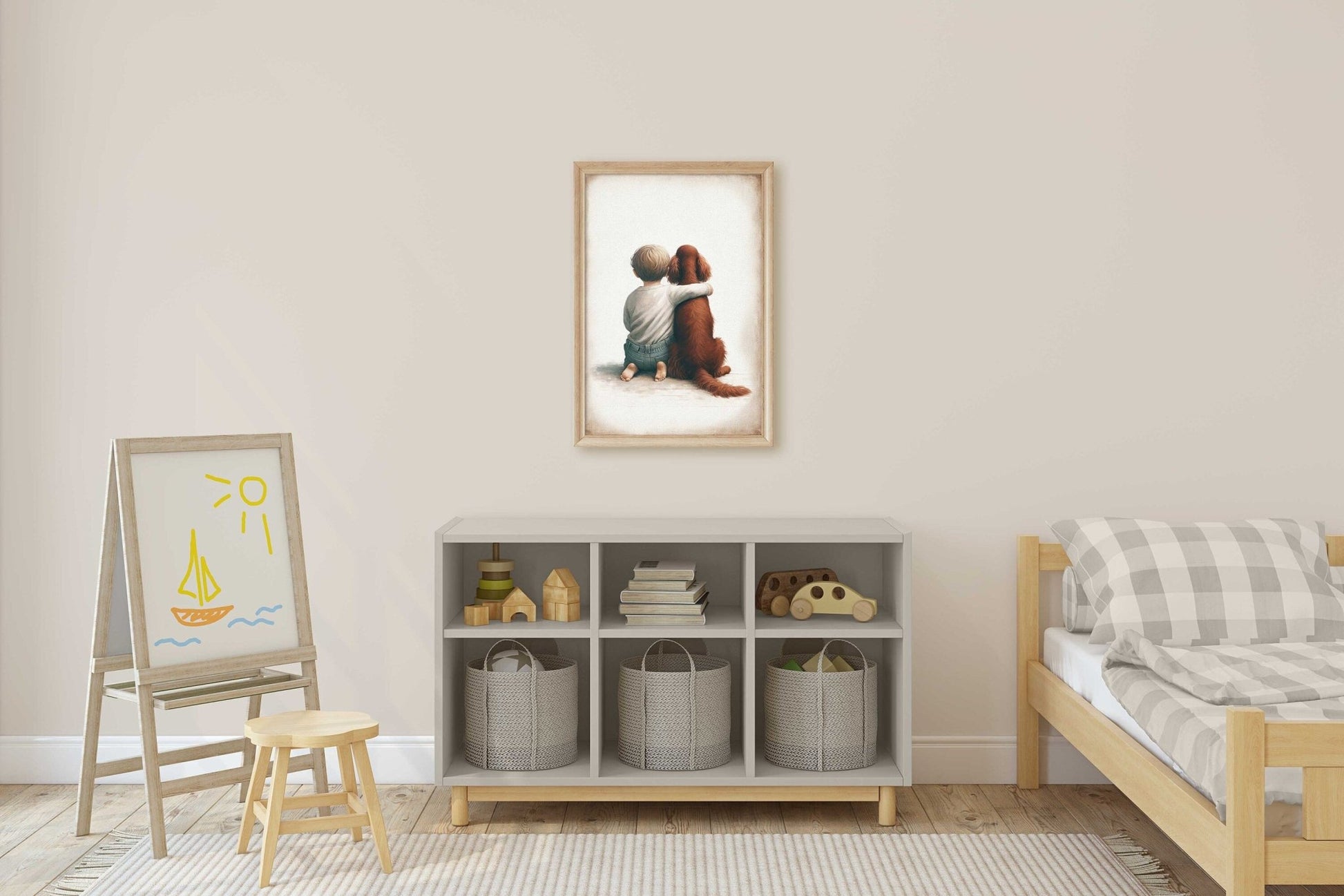 Irish Setter Nursery Art, Boy and Dog Wall Decor, Animal Print - WildfieldPrints