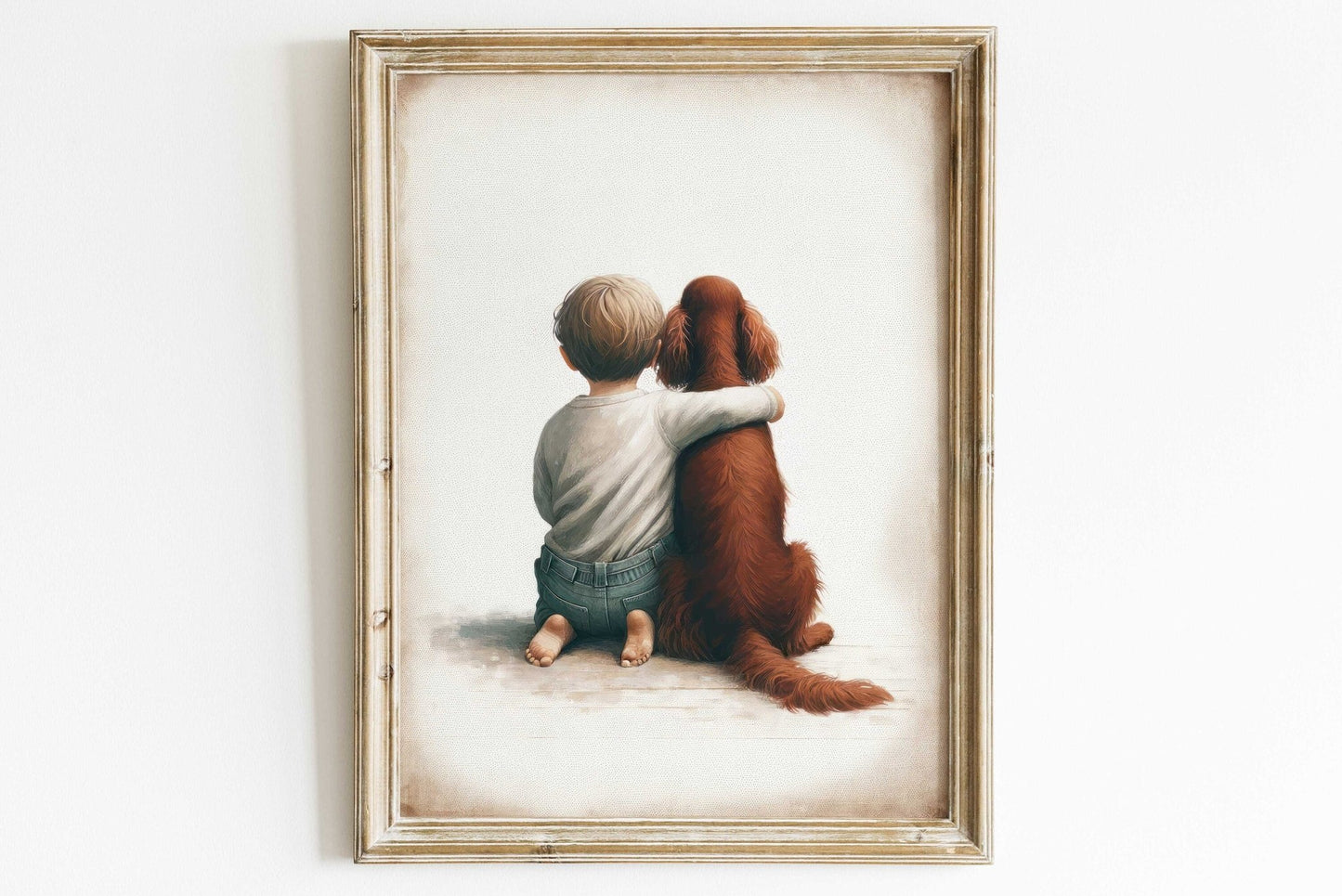 Irish Setter Nursery Art, Boy and Dog Wall Decor, Animal Print - WildfieldPrints