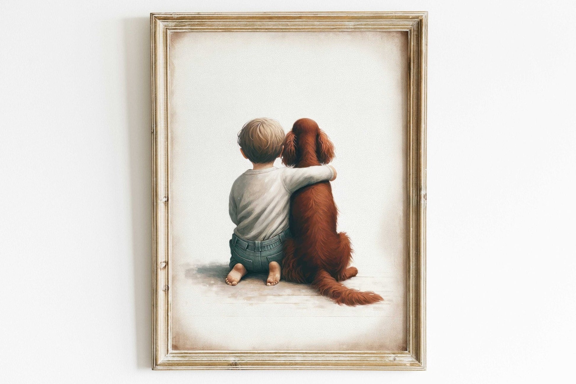Irish Setter Nursery Art, Boy and Dog Wall Decor, Animal Print - WildfieldPrints