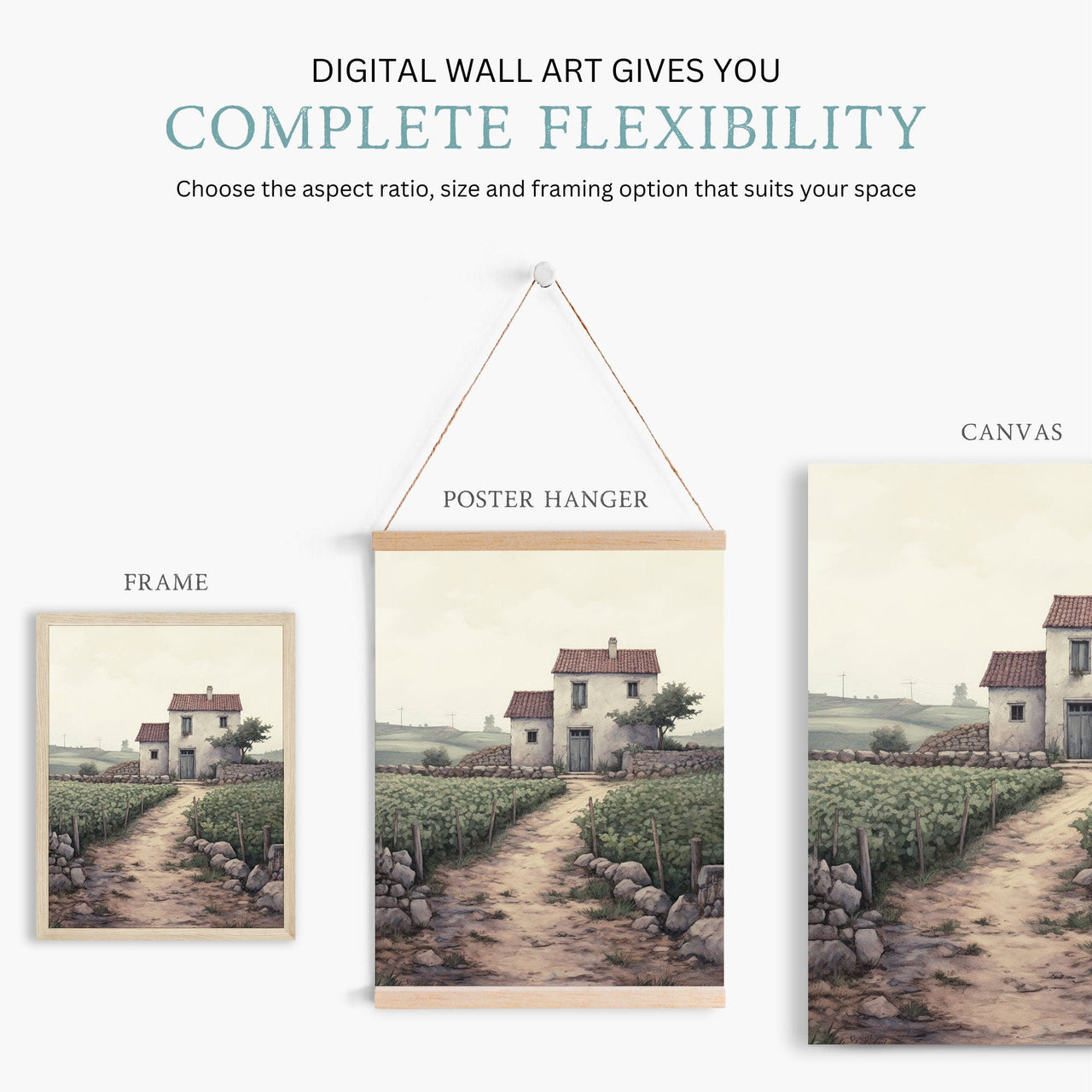 Italian Stone House Wall Art – Mediterranean Nursery Print