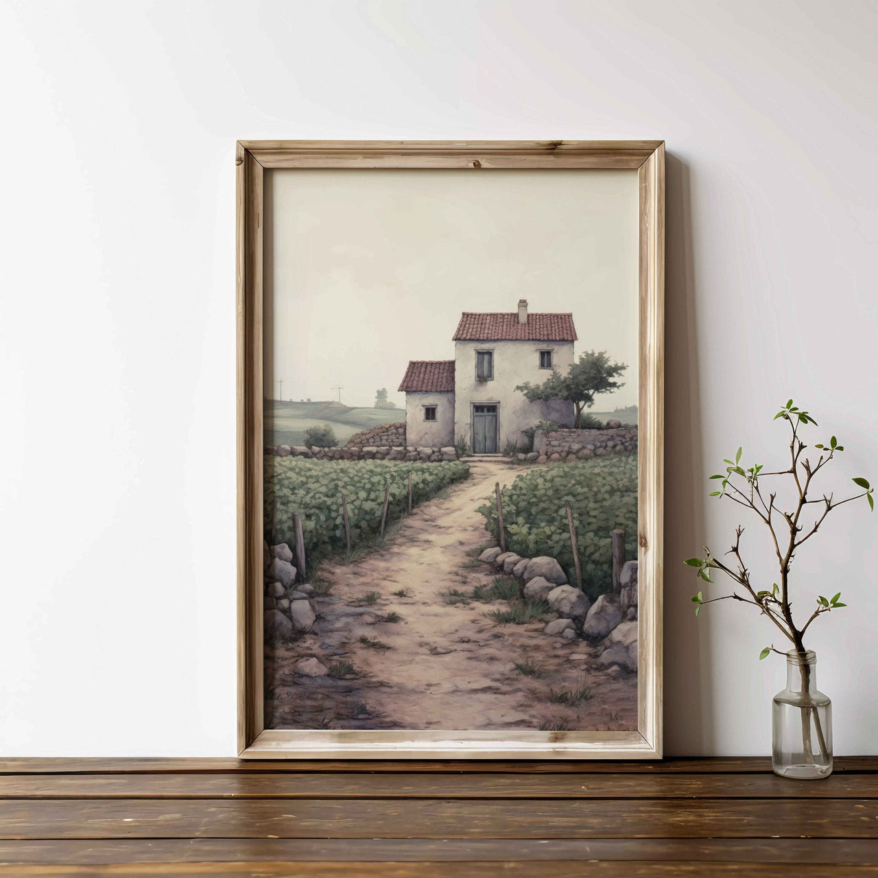 Italian Stone House Wall Art – Mediterranean Nursery Print
