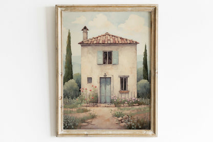 Italian Stone House Print, Rustic Mediterranean Wall Decor, Vintage Charm - WildfieldPrints
