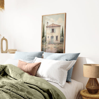 Italian Stone House Print, Rustic Mediterranean Wall Decor, Vintage Charm - WildfieldPrints