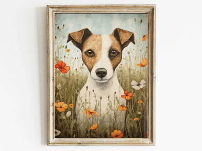 Jack Russel Print, Vintage Dog Portrait, Unique Wall Decor Gift - WildfieldPrints