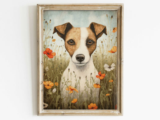 Jack Russel Print, Vintage Dog Portrait, Unique Wall Decor Gift - WildfieldPrints