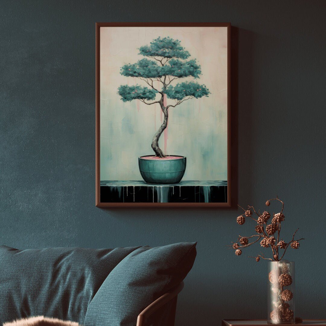 Japanese Wall Art, Bonsai Tree Decor, Vintage Floral Print - WildfieldPrints