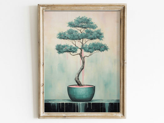Japanese Wall Art, Bonsai Tree Decor, Vintage Floral Print - WildfieldPrints
