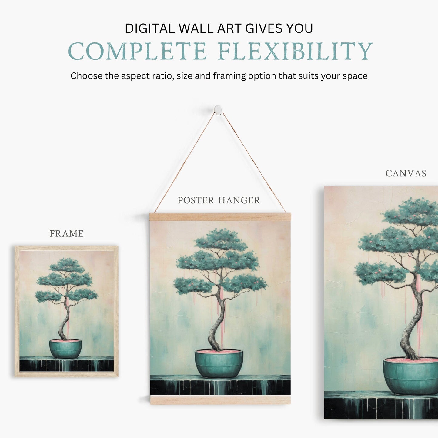 Japanese Wall Art, Bonsai Tree Decor, Vintage Floral Print - WildfieldPrints
