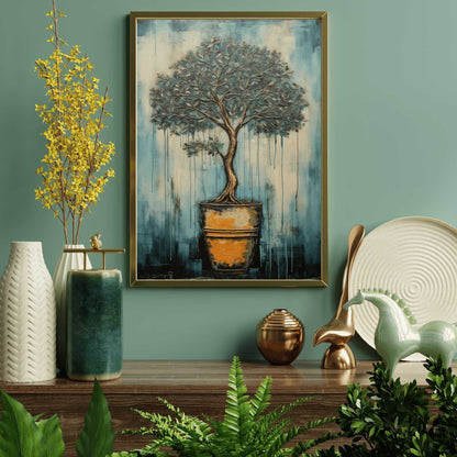 Japanese Wall Art, Bonsai Tree Print, Vintage Tree Decor, Floral Botanical Painting - WildfieldPrints