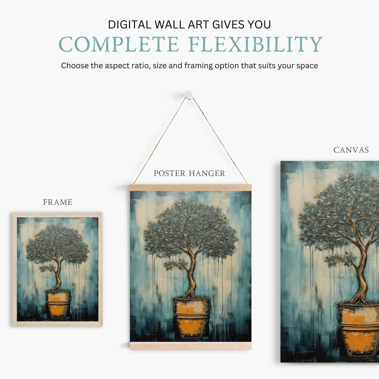 Bonsai Tree Wall Art – Floral Botanical Print for Tranquil Spaces