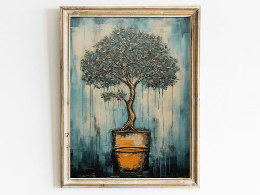 Japanese Wall Art, Bonsai Tree Print, Vintage Tree Decor, Floral Botanical Painting - WildfieldPrints