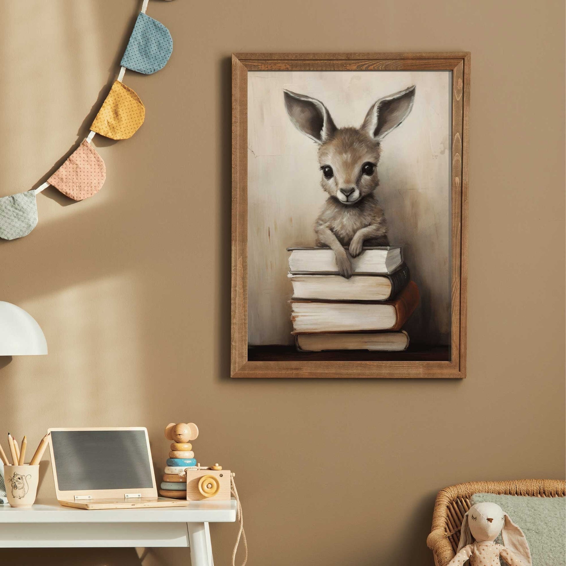Kangaroo Print, Books & Reading Decor, Learning Kids Room Decor - WildfieldPrints
