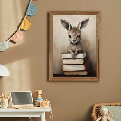 Kangaroo Print, Books & Reading Decor, Learning Kids Room Decor - WildfieldPrints