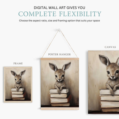 Kangaroo Print, Books & Reading Decor, Learning Kids Room Decor - WildfieldPrints