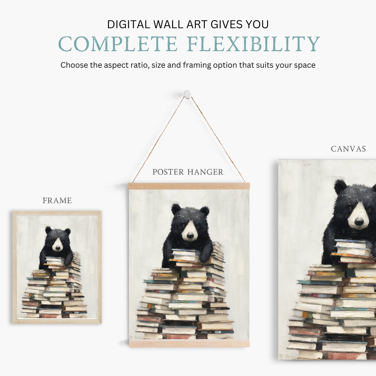 Vintage Black Bear Wall Art – Animal Nursery Print