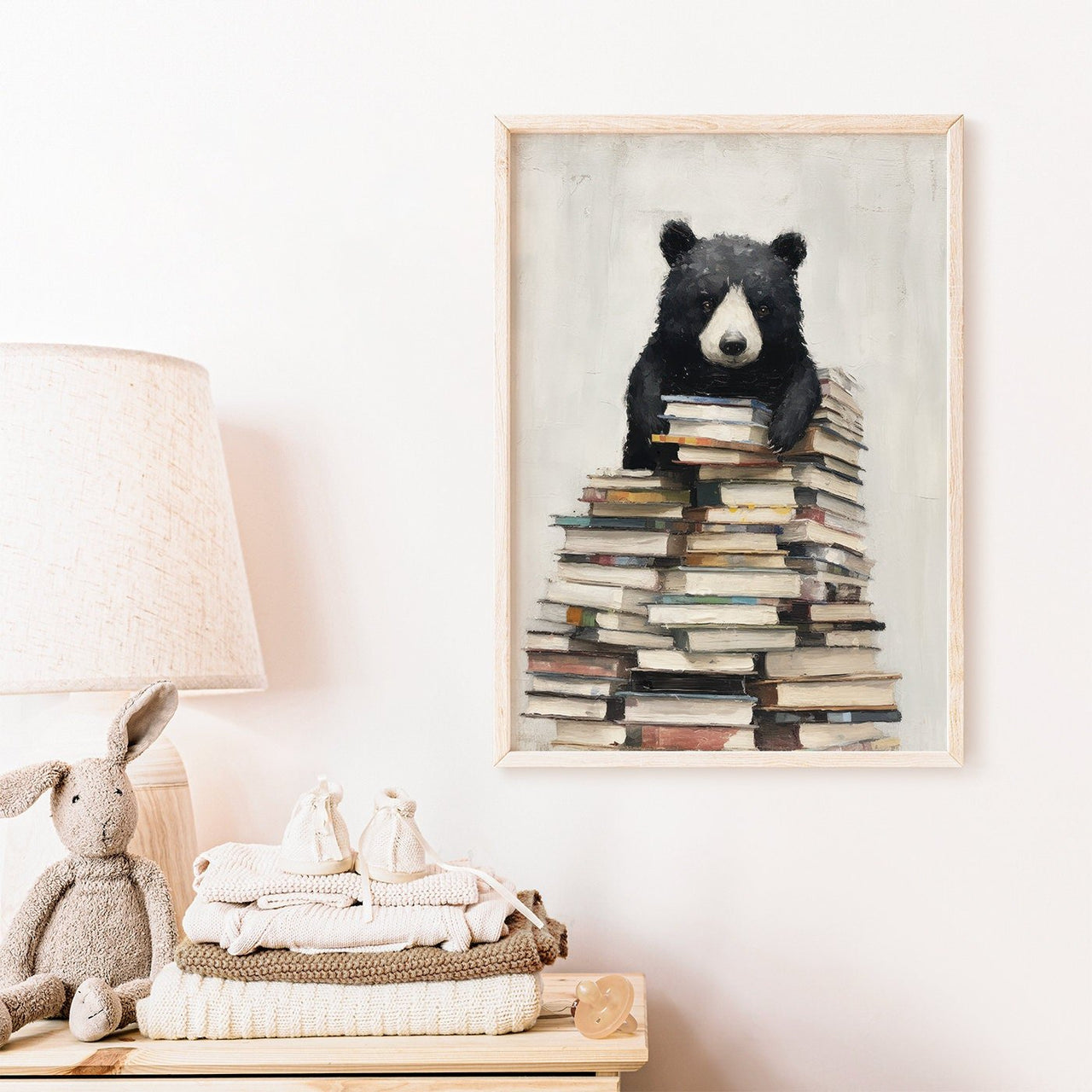 Vintage Black Bear Wall Art – Animal Nursery Print