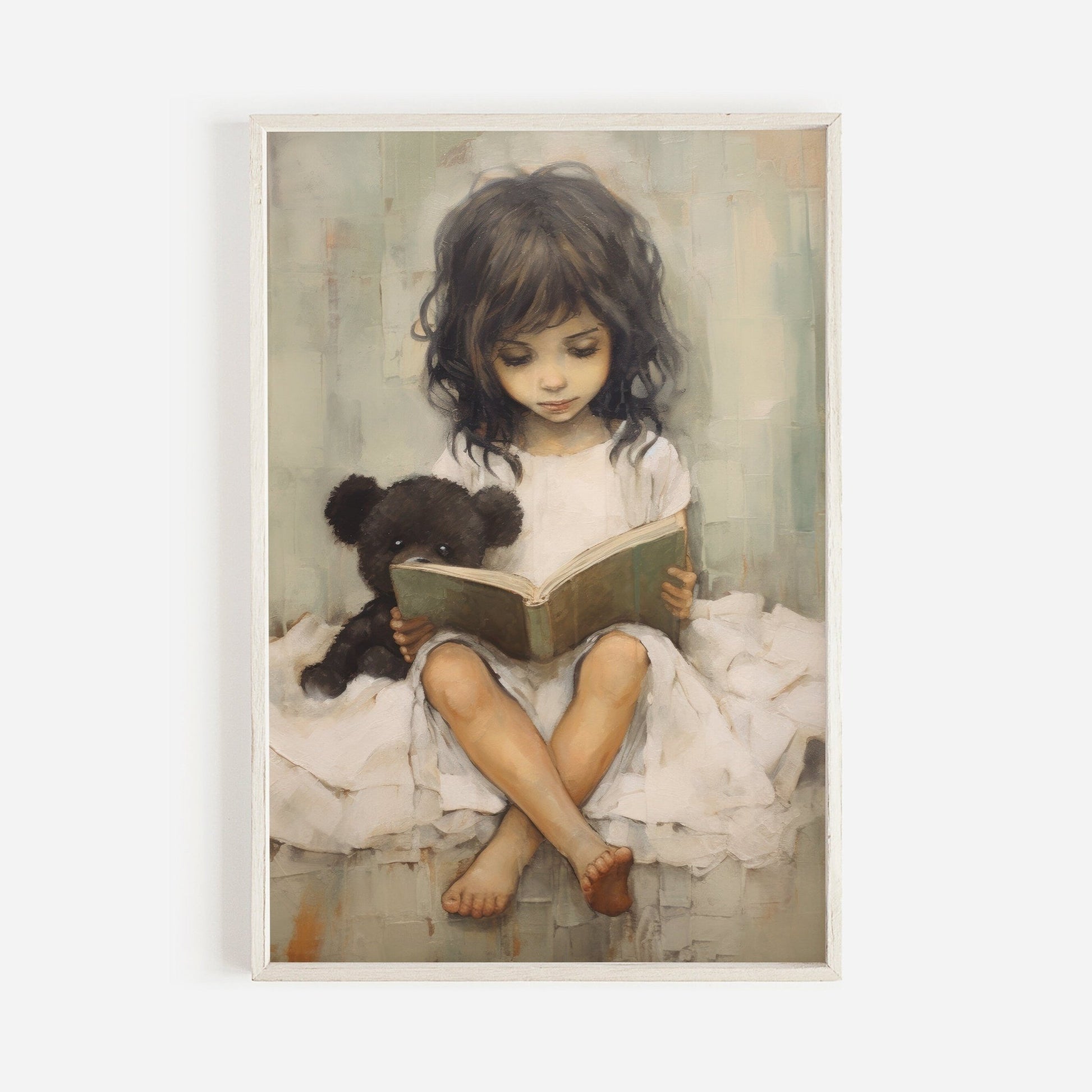 Kids Reading Corner Decor, Teddy Bear Wall Art, Nursery Print - WildfieldPrints