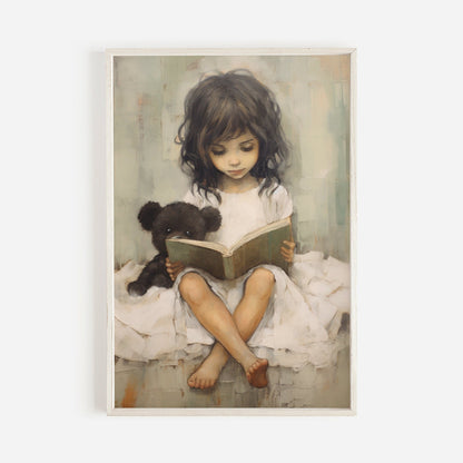 Kids Reading Corner Decor, Teddy Bear Wall Art, Nursery Print - WildfieldPrints