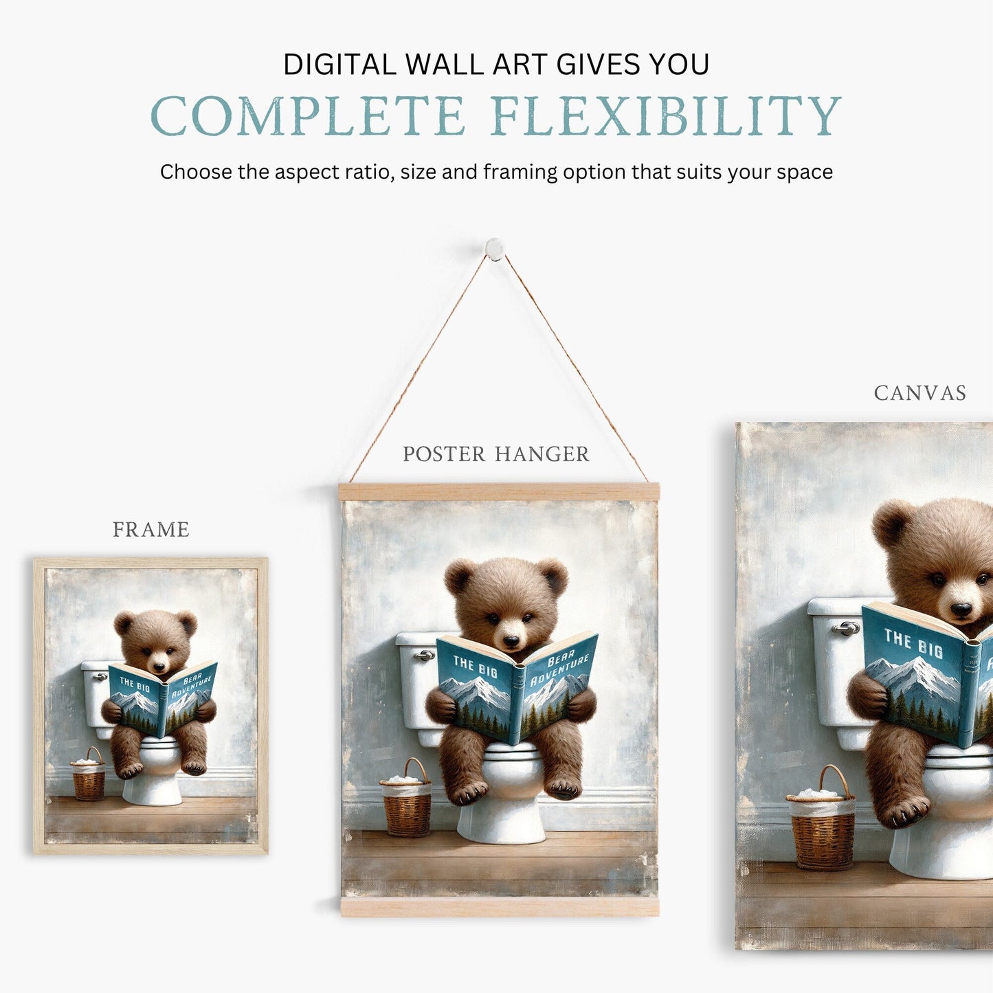 Kids Reading Decor, Bear Nursery Art, Learning Wall Prints - WildfieldPrints