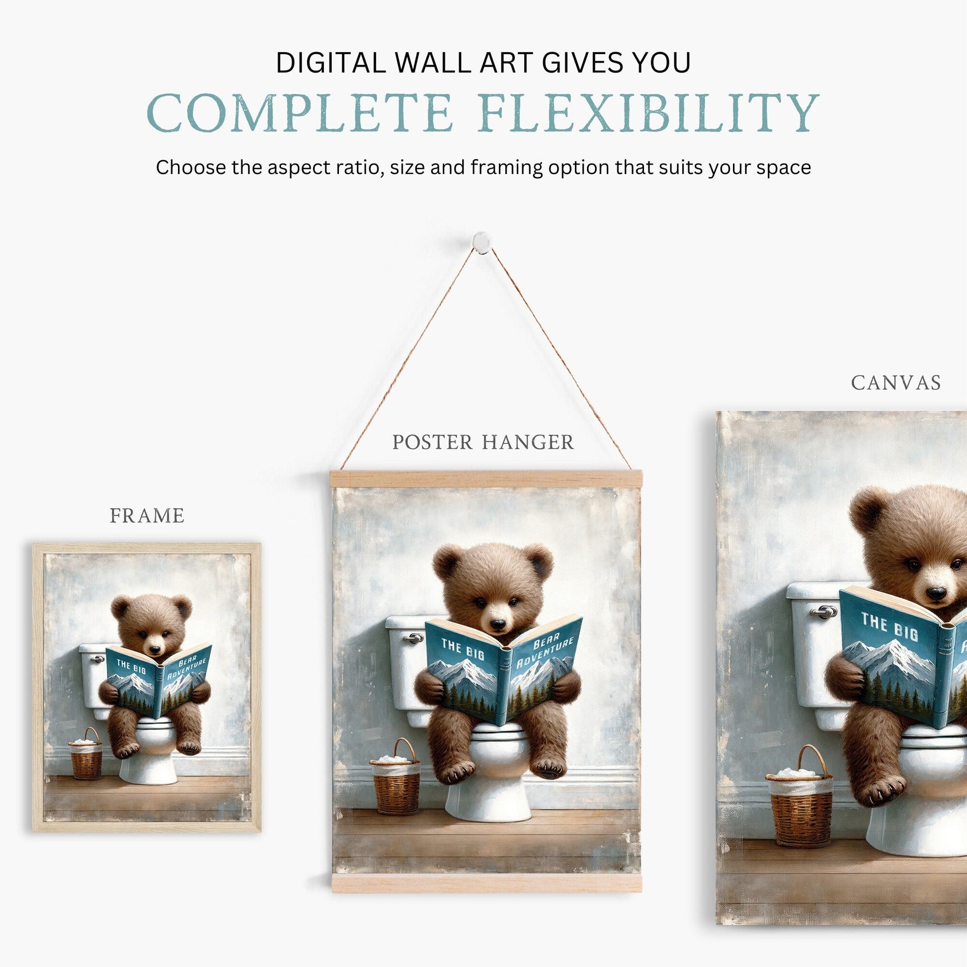 Kids Reading Decor, Bear Nursery Art, Learning Wall Prints - WildfieldPrints