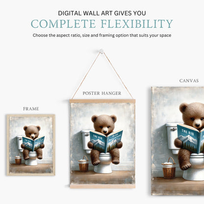 Kids Reading Decor, Bear Nursery Art, Learning Wall Prints - WildfieldPrints