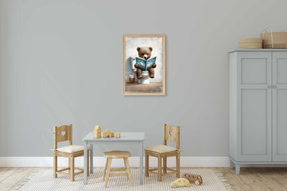 Kids Reading Decor, Bear Nursery Art, Learning Wall Prints - WildfieldPrints