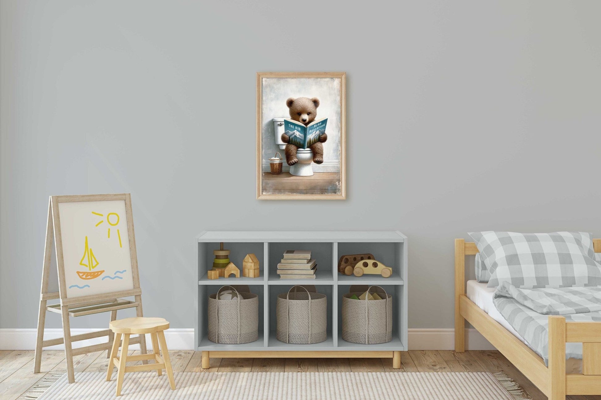 Kids Reading Decor, Bear Nursery Art, Learning Wall Prints - WildfieldPrints