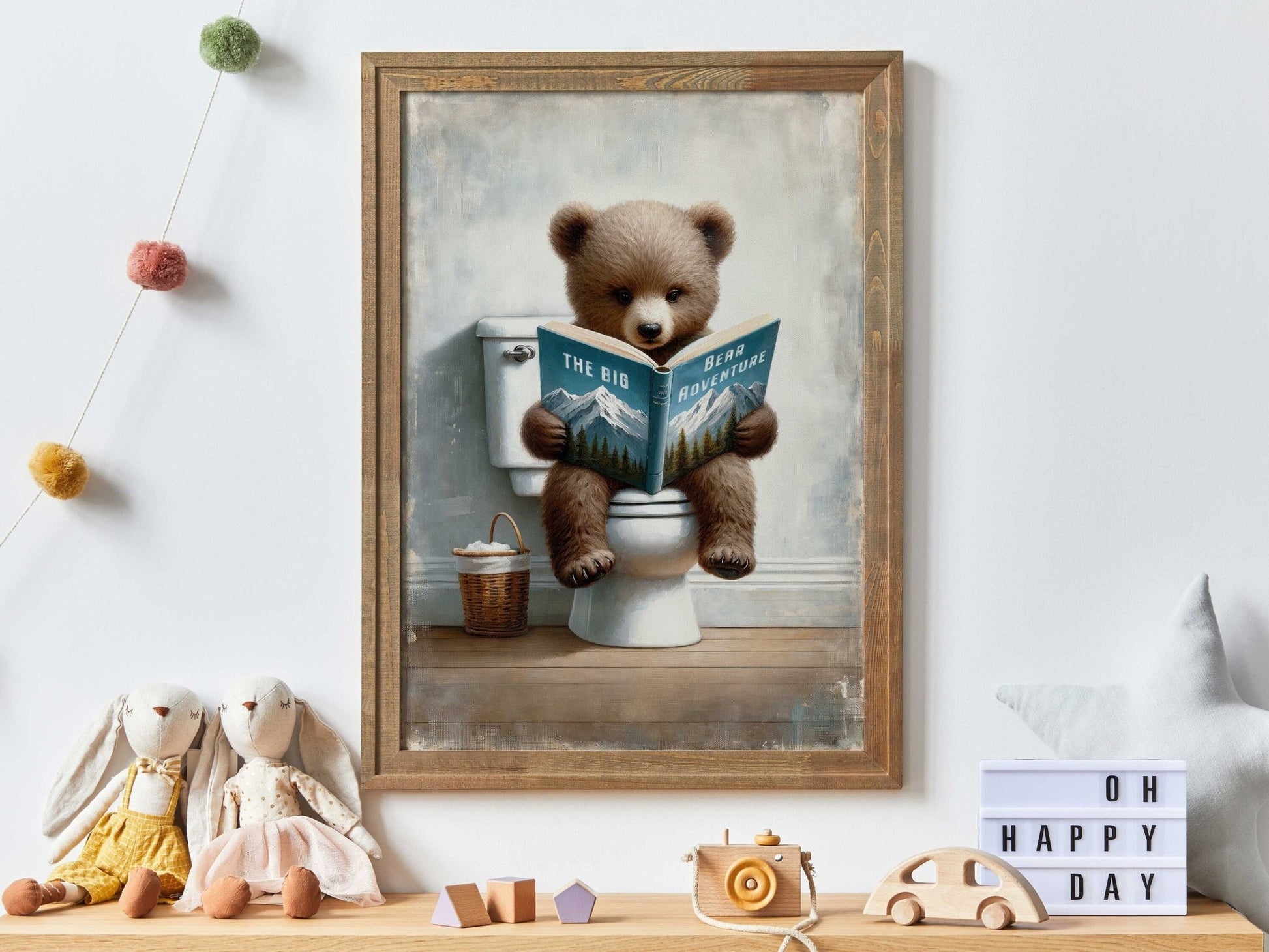 Kids Reading Decor, Bear Nursery Art, Learning Wall Prints - WildfieldPrints