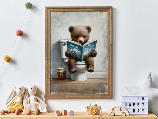 Kids Reading Decor, Bear Nursery Art, Learning Wall Prints - WildfieldPrints