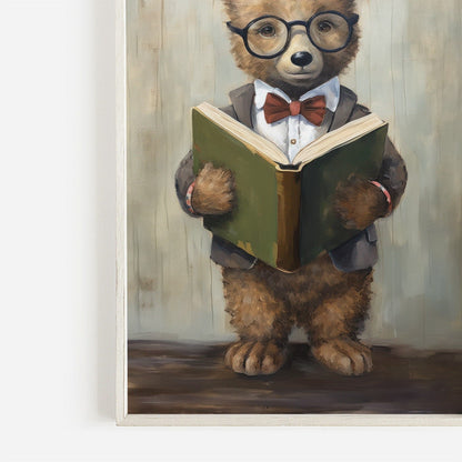 Kids Reading Decor, Bear Nursery Art, Learning Wall Prints - WildfieldPrints