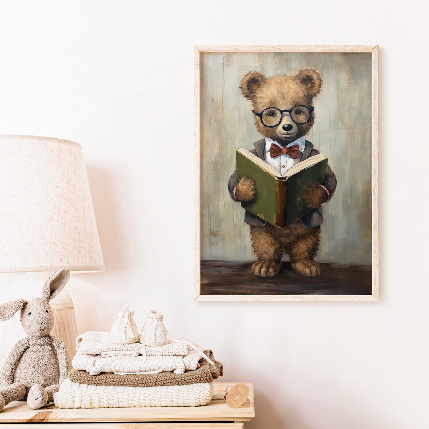 Kids Reading Decor, Bear Nursery Art, Learning Wall Prints - WildfieldPrints