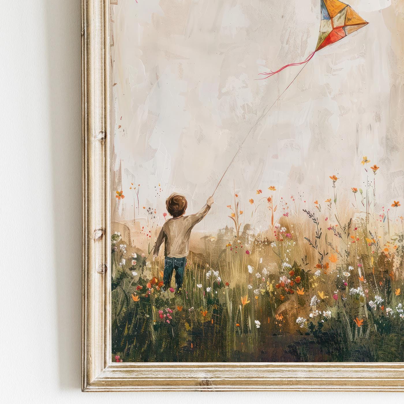 Kite Nursery Wall Art, Boy Flying Kite Decor, Adventure Room Decor - WildfieldPrints