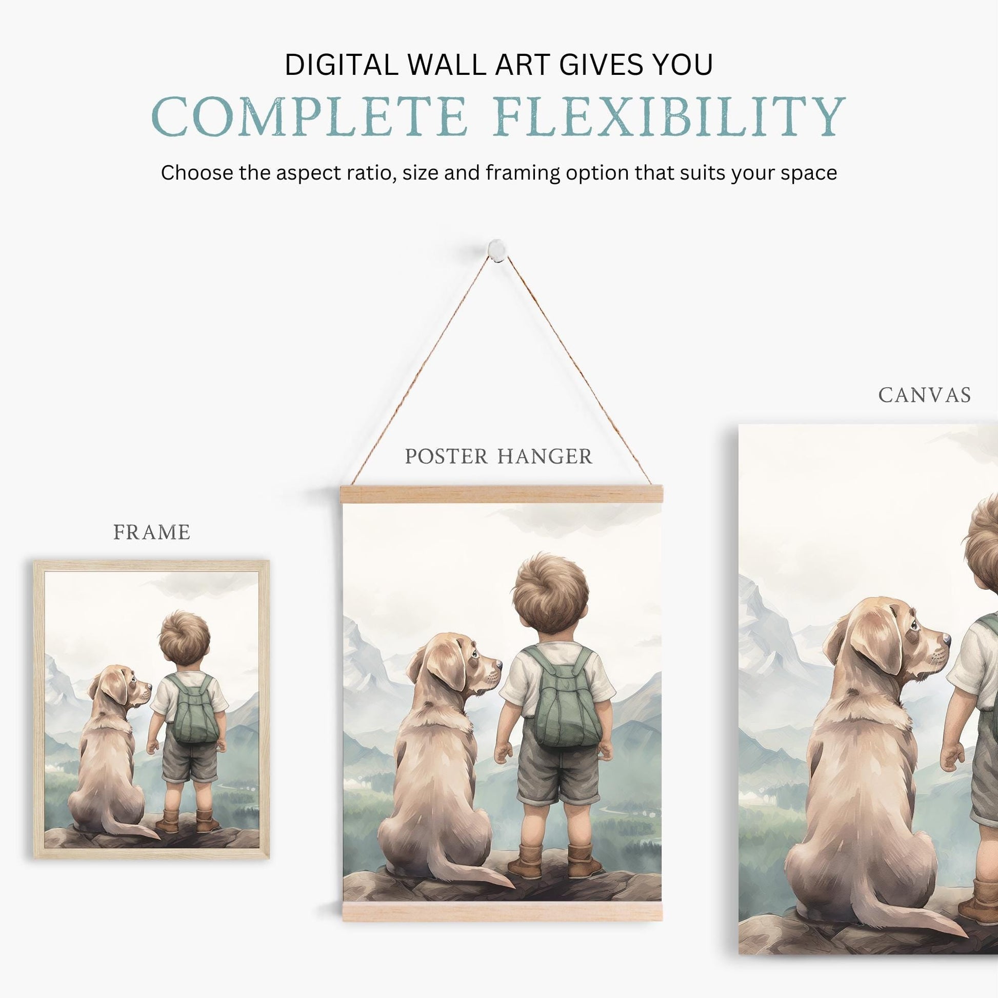 Lab Nursery Decor, Boy & Dog Print, Yellow Labrador Retriever Art - WildfieldPrints