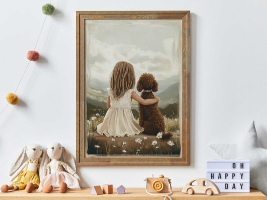 Labradoodle Nursery Decor, Brown Dog Art, Toddler Room Wall Decor - WildfieldPrints