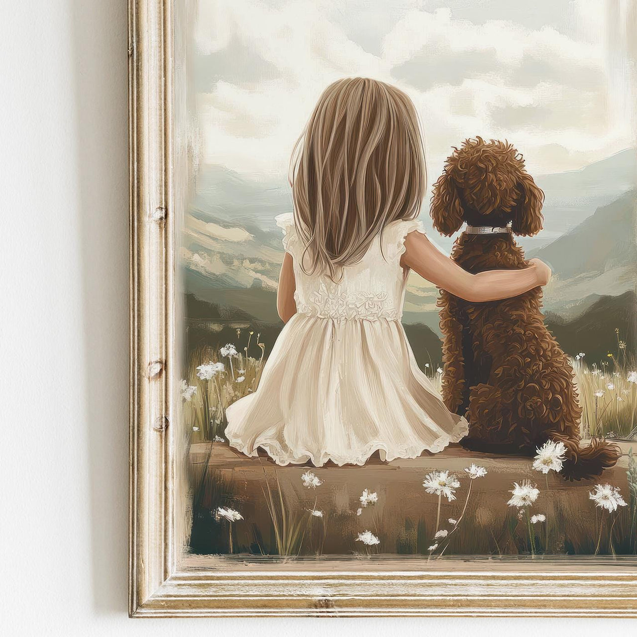 Brown Labradoodle Wall Art – Dog Nursery Print for Toddlers