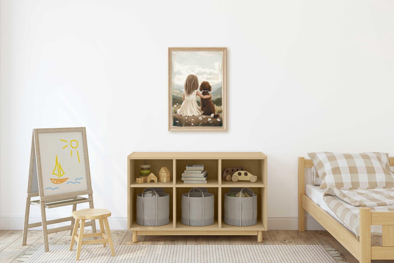Brown Labradoodle Wall Art – Dog Nursery Print for Toddlers