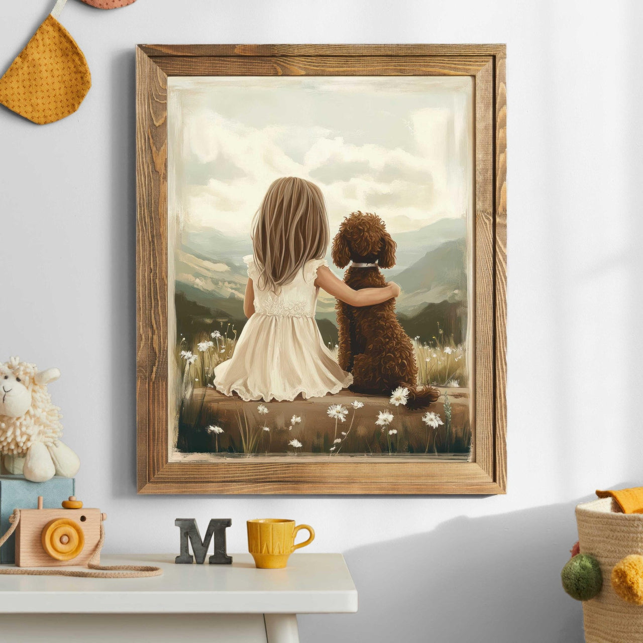 Brown Labradoodle Wall Art – Dog Nursery Print for Toddlers