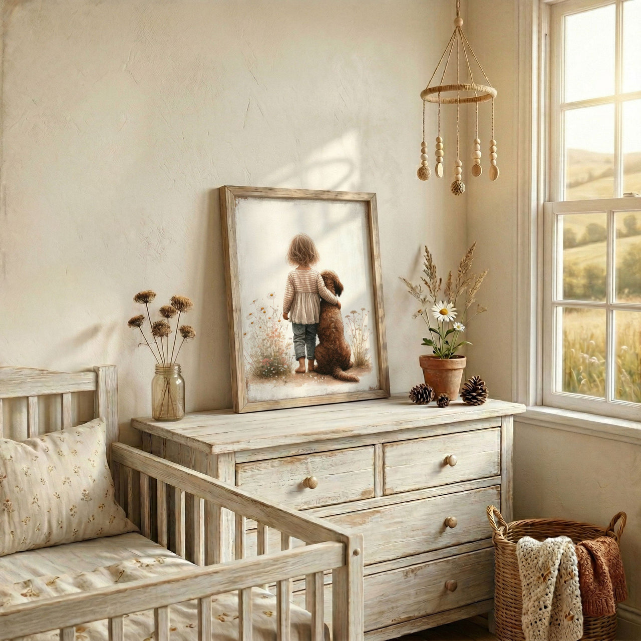 Labradoodle Wall Art – Dog Nursery Print for Girls