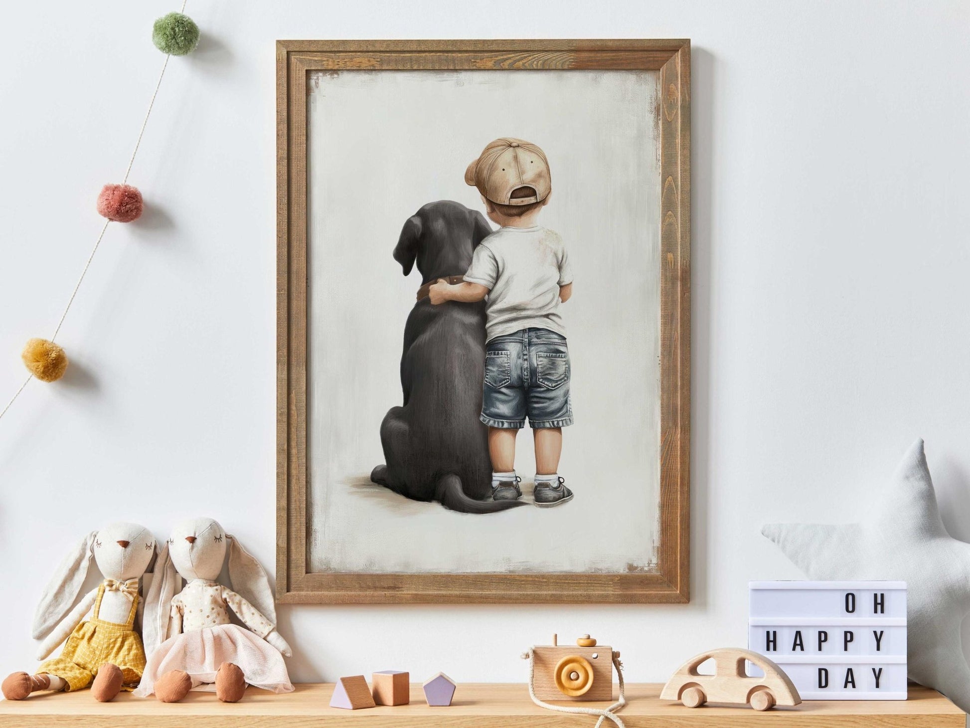 Labrador Dog Art Print, Boy Room Decor, Black Retriever Artwork - WildfieldPrints