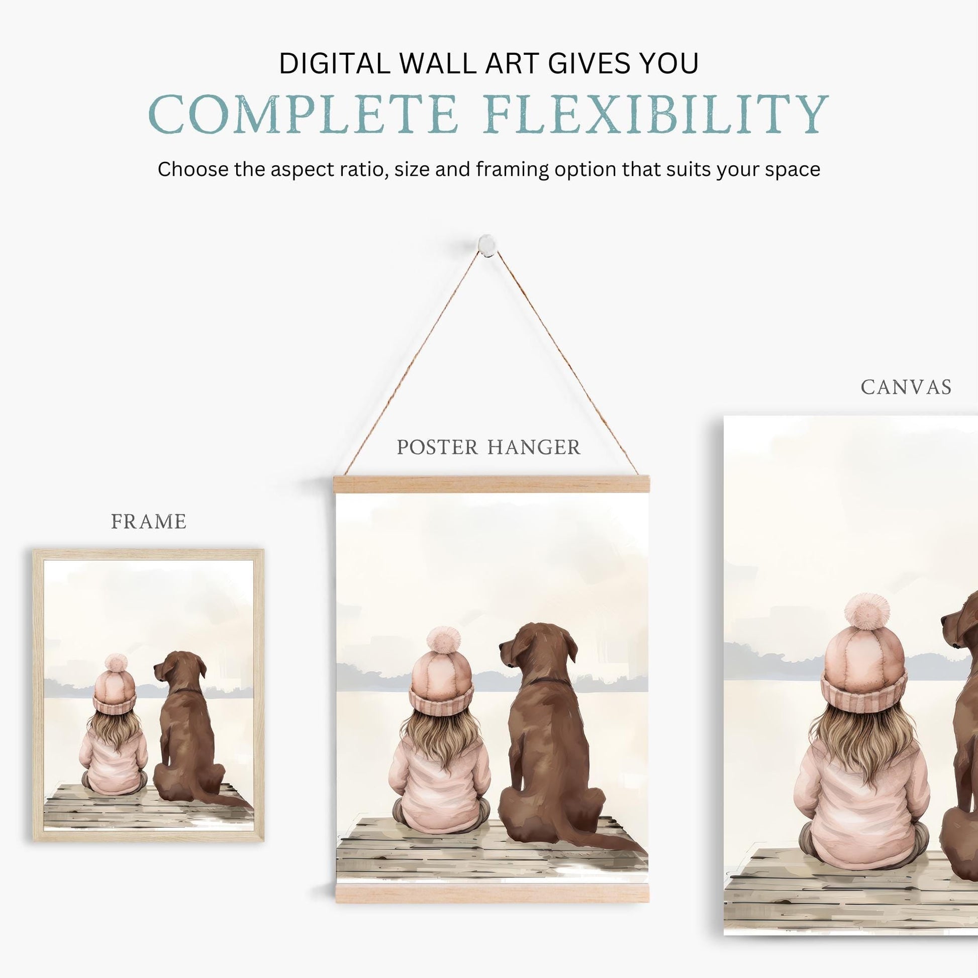 Labrador Nursery Art, Brown Lab Print, Girl & Dog Wall Decor - WildfieldPrints