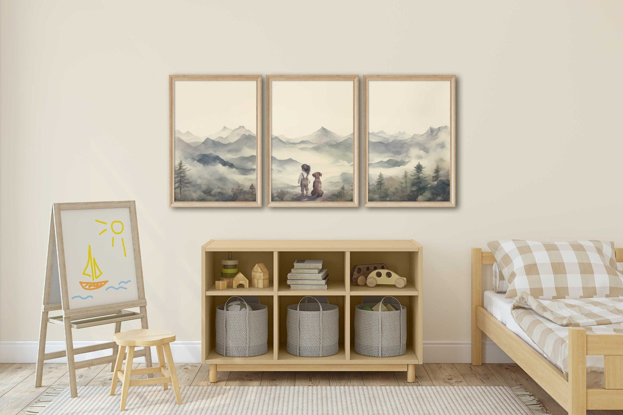 Brown Labrador Wall Art – Dog Nursery Print for Girls • Set of 3